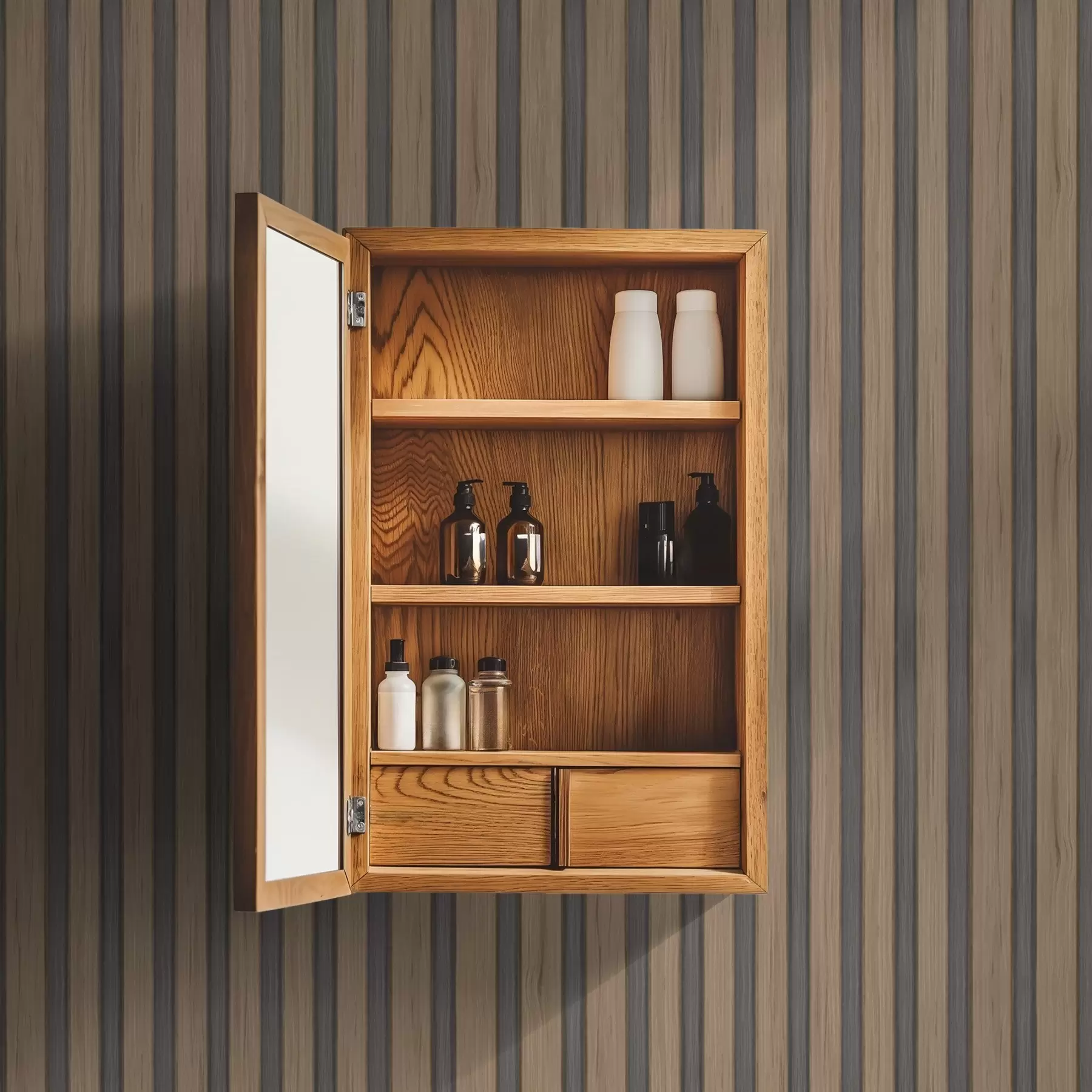 wall murals Вертикалне дрвене летвице са тамно сивим уметцима a00991