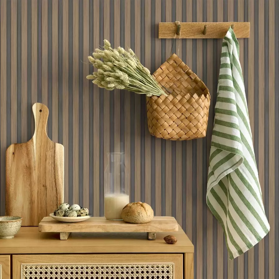 wall murals Вертикалне дрвене и сиве летвице са контрастним ритмом a00992