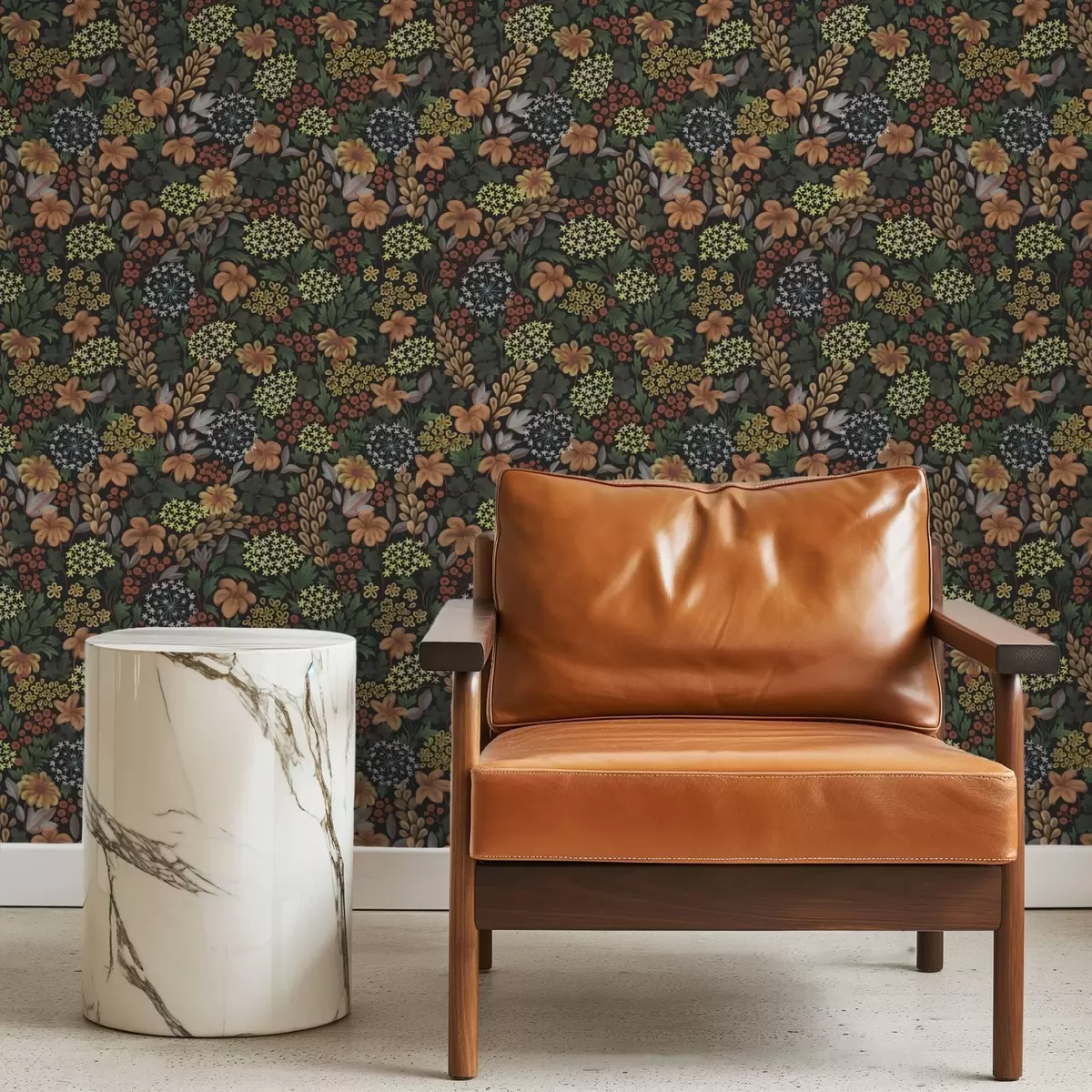 Позадина Топла ноћна башта са жутим цвећем и бујним лишћем a00996v1