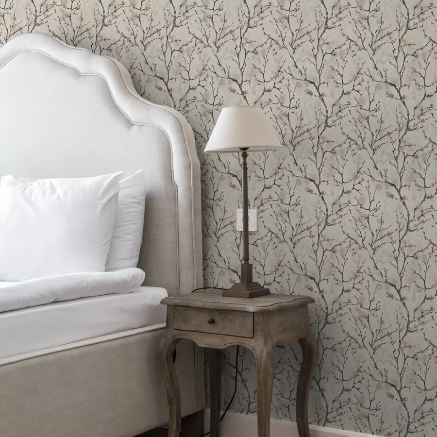 wall murals Акварелне гране сакуре на светлој позадини a01033