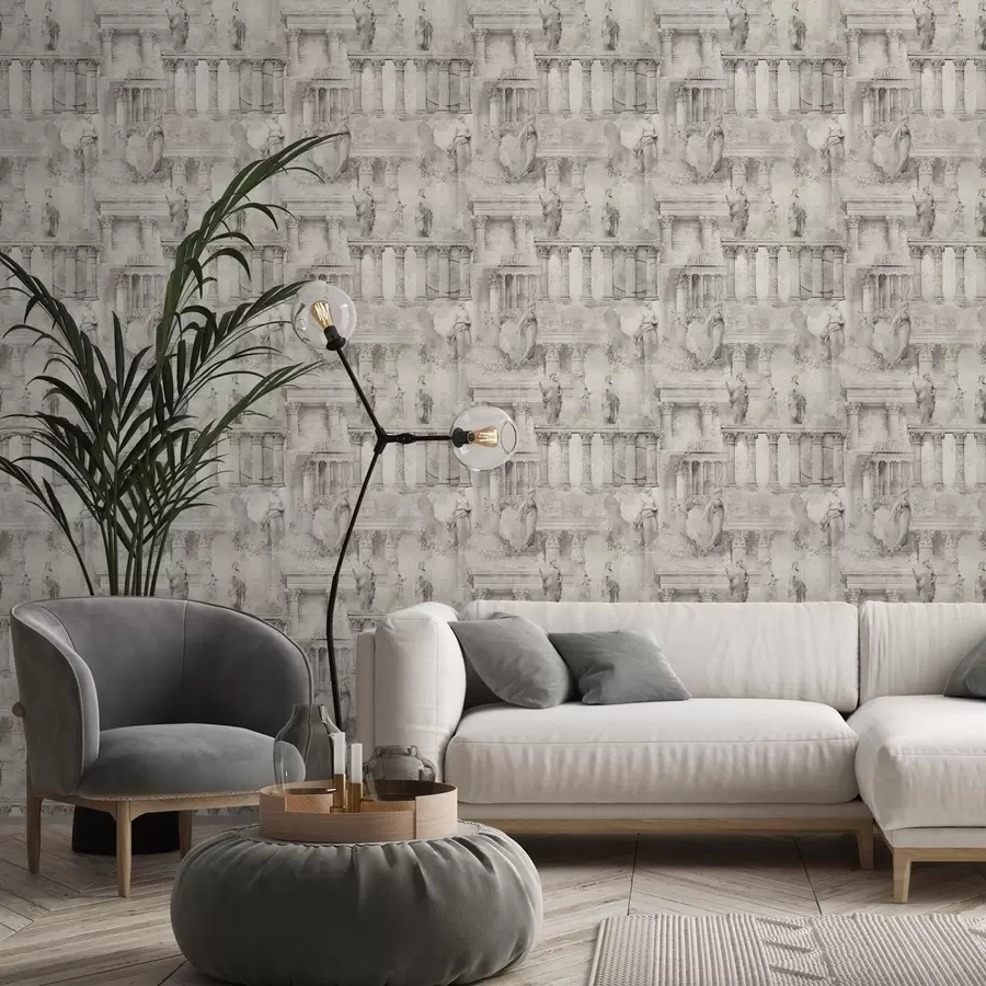 wall murals Античке статуе и стубови у меким беж-сивим тоновима a01041
