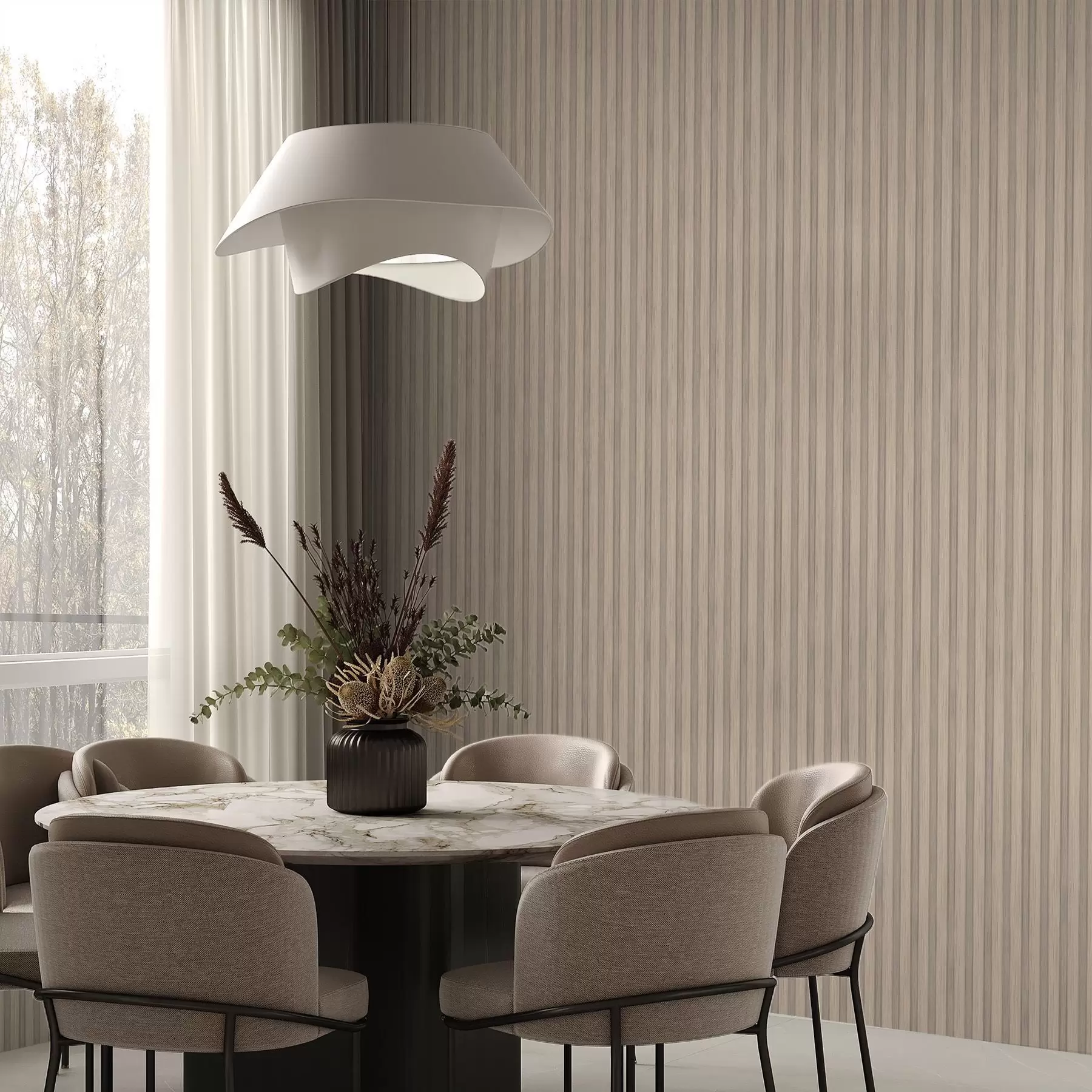 wall murals Светле вертикалне летвице у беж-сивој палети a01054v1