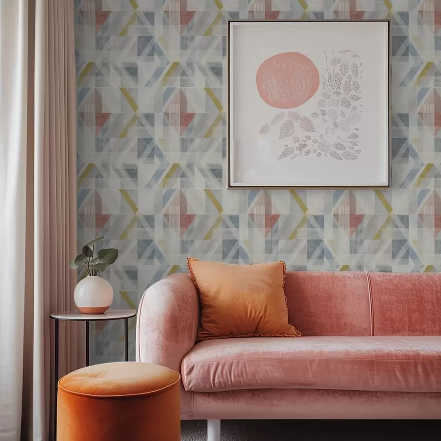 wall murals Геометријски дизајн са црвеним дијамантом у центру a01055