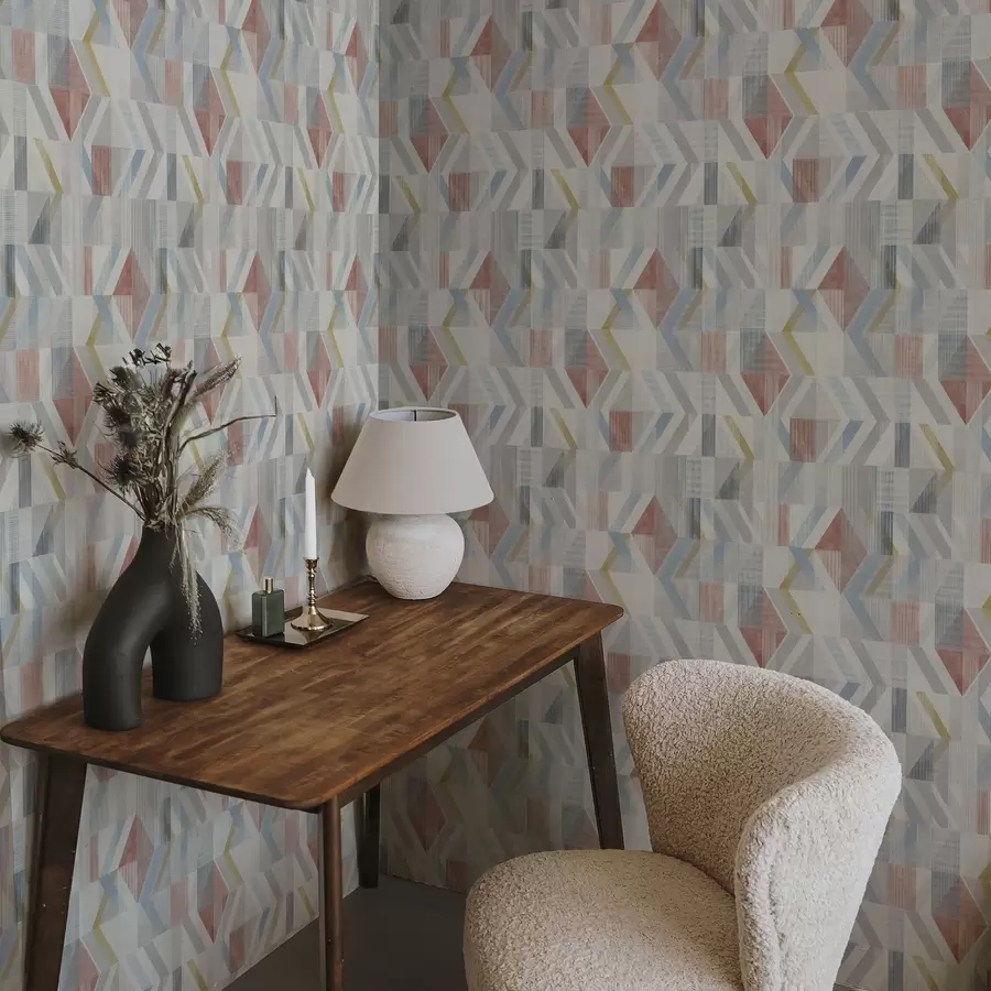 wall murals Геометријске стрелице у пастелним црвеним и плавим тоновима a01056