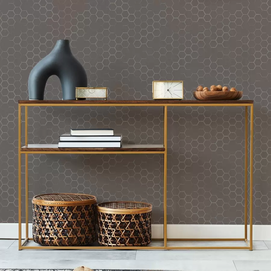 wall murals Густи хексагоналнoг узорка у меким сивим тоновима a01060v2