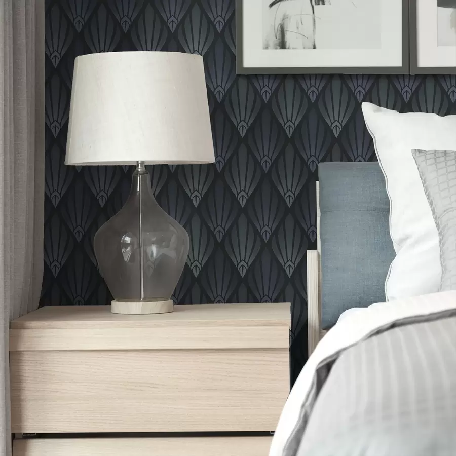 wall murals Хладни плаво-сиви Арт Деко са лепезастим облицима a01064v3