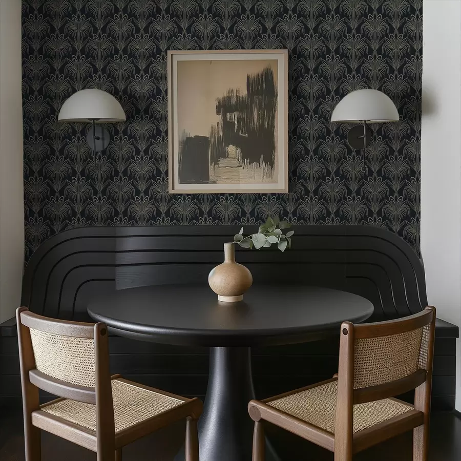 wall murals Тамни арт деко украс са стилизованим биљкама a01065