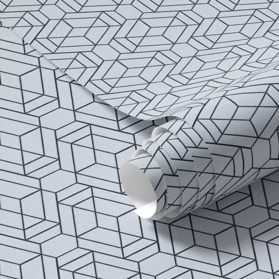 wall murals Светлоплави геометријски узорак коцке a01066