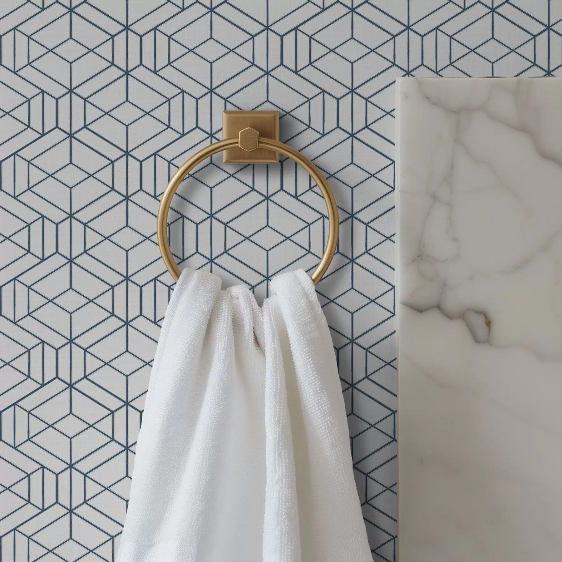 wall murals Бела позадина са плавим тродимензионалним геометријским коцкама a01067