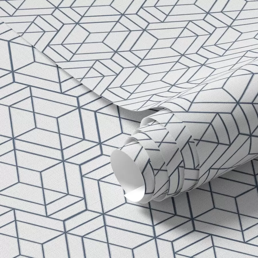 wall murals Бела позадина са плавим тродимензионалним геометријским коцкама a01067