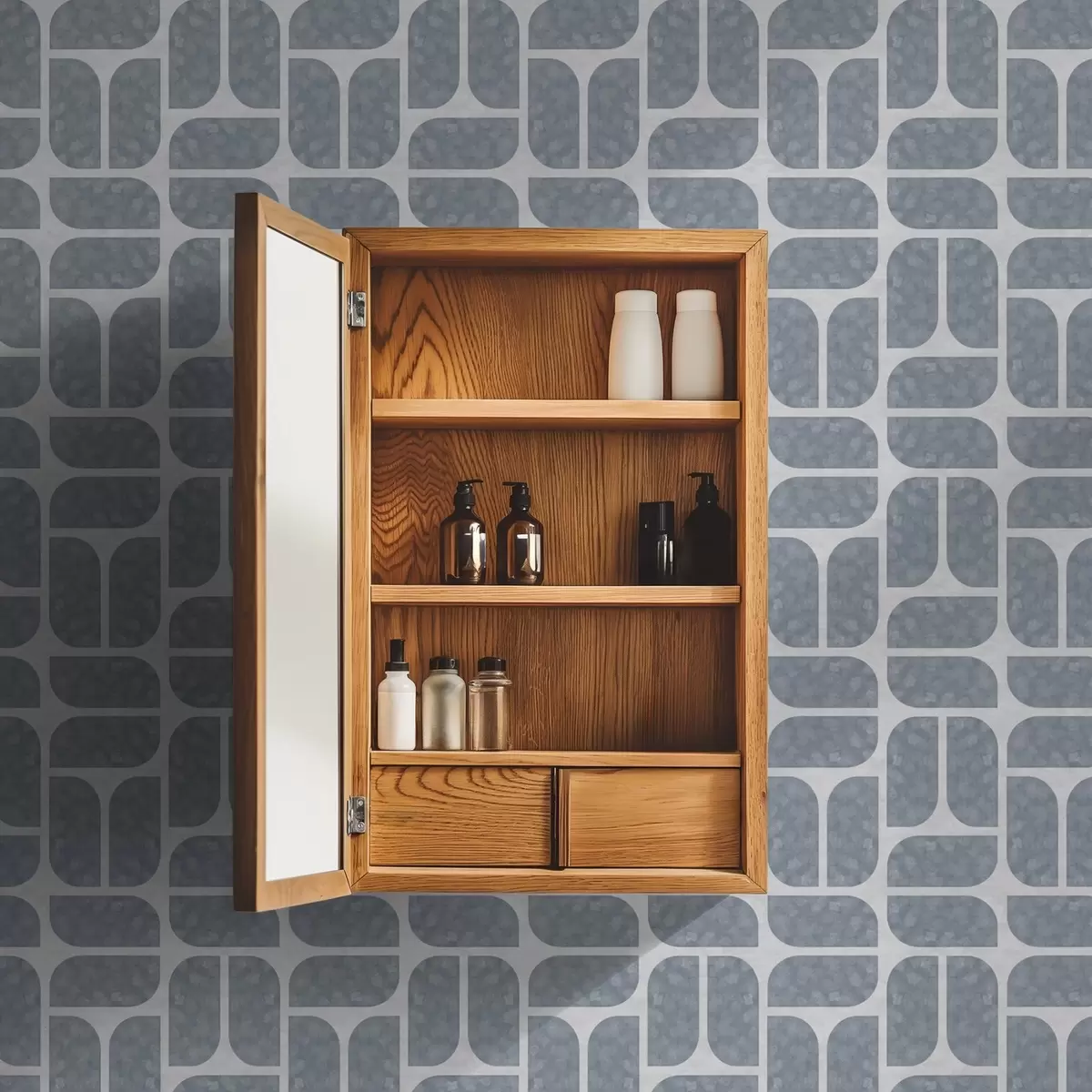 Позадина Сиви мозаик наизменичних заобљених и правоугаоних облика a01069