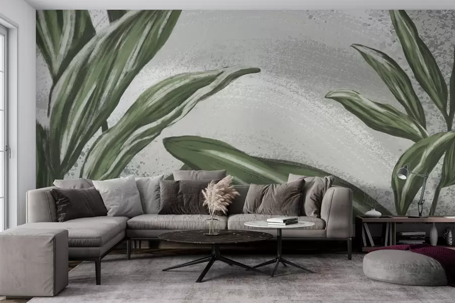 wall murals Бујно зеленило на текстурираној позадини w01682