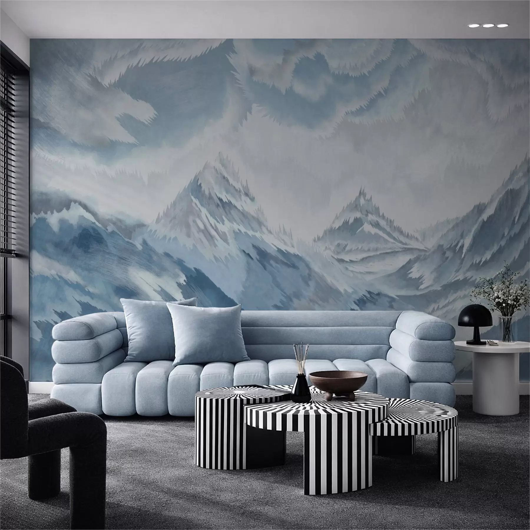 wall murals Величанствене планине и вртложни таласи w01763