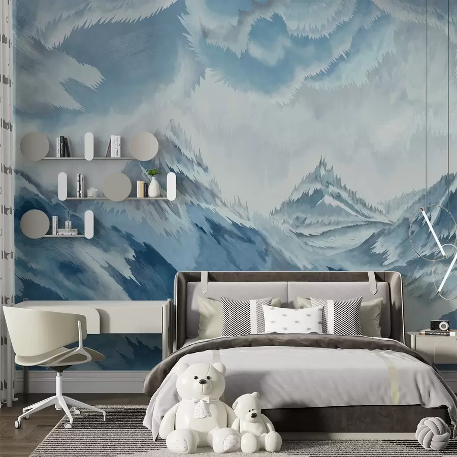 wall murals Величанствене планине и вртложни таласи w01763