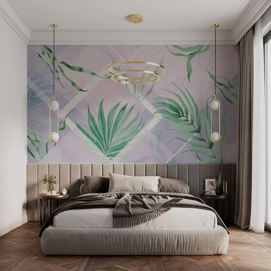 wall murals Бујно зеленило на мекој пастелној позадини w01625