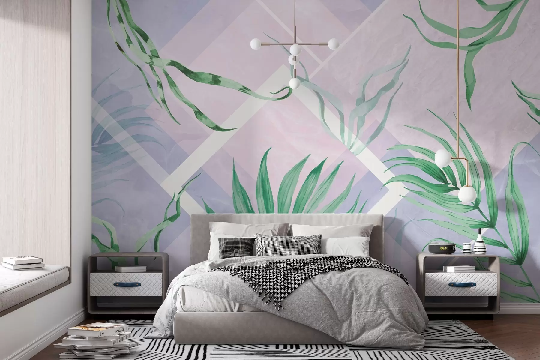 wall murals Бујно зеленило на мекој пастелној позадини w01625