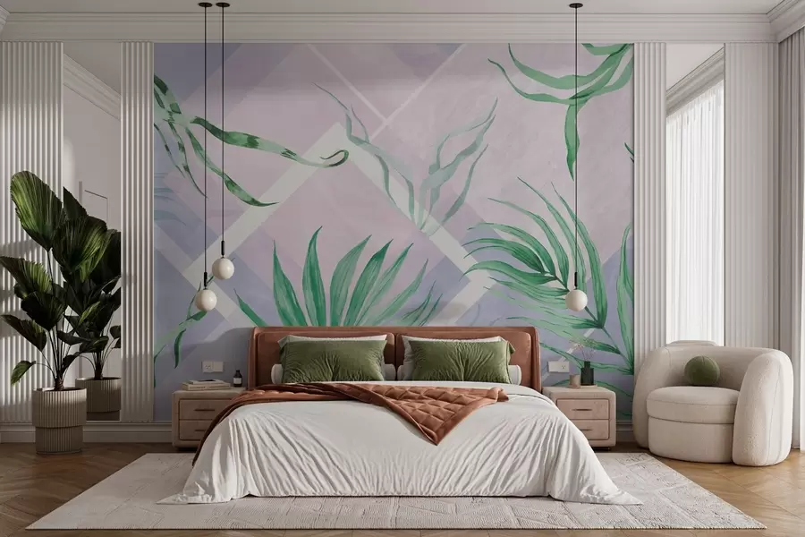 wall murals Бујно зеленило на мекој пастелној позадини w01625
