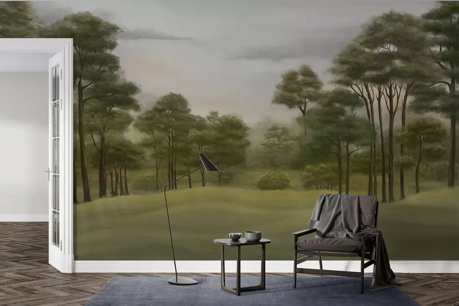 wall murals Спокојан шумски пејзаж у нежним нијансама w02193