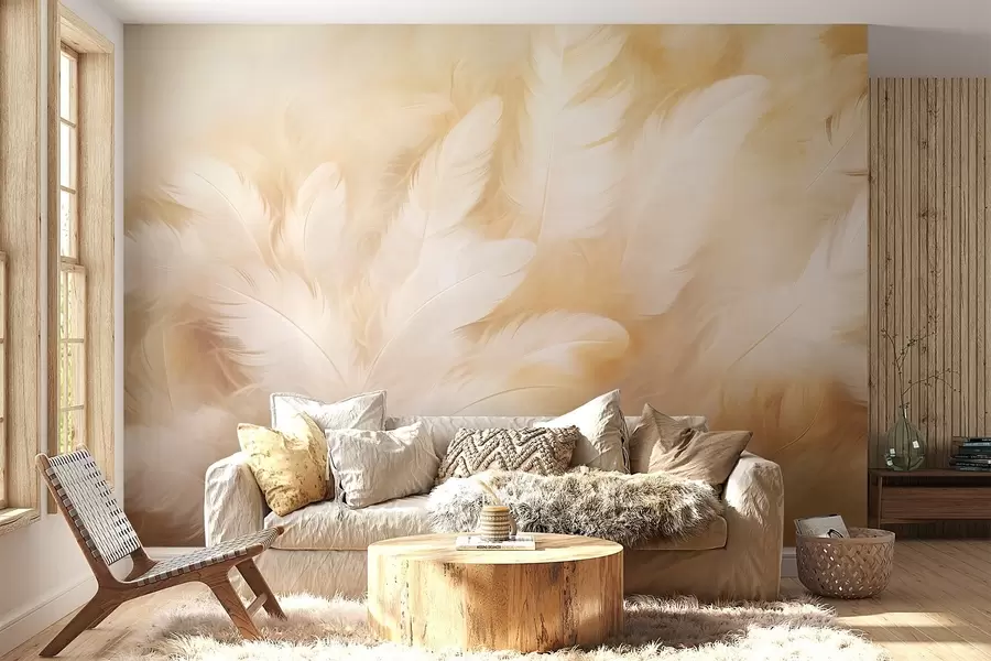 wall murals Бело и жуто перје са меком текстуром w09606