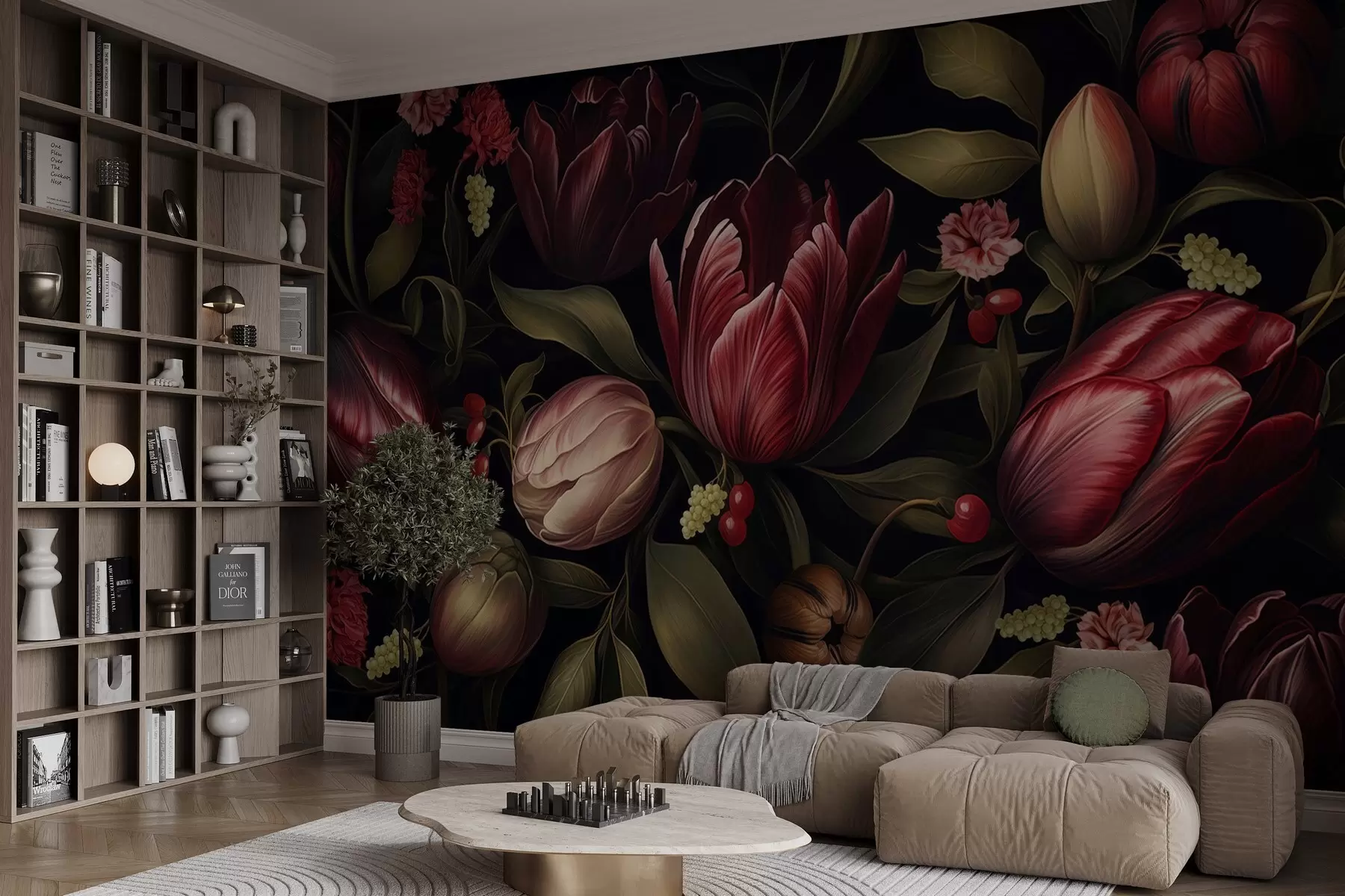 wall murals Врт тамних тулипана w05038