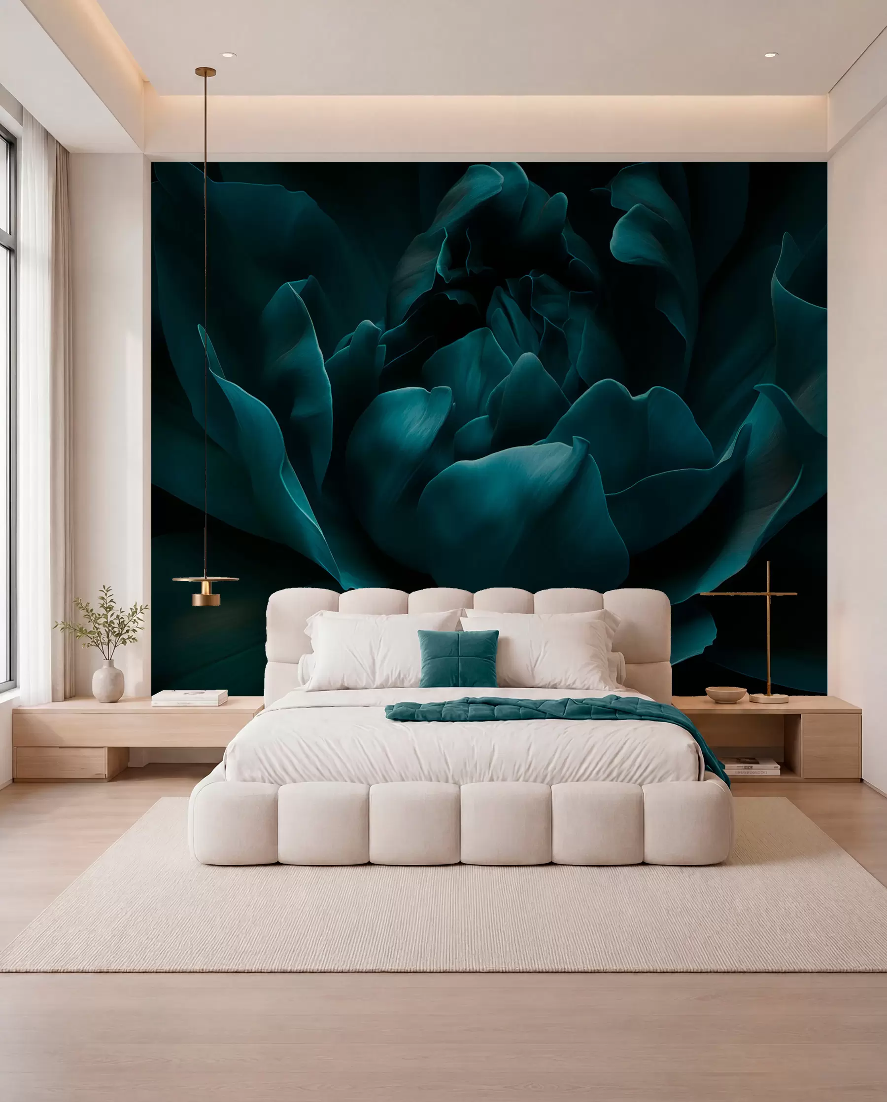 wall murals Božur u noćnoj petrolej boji w05040