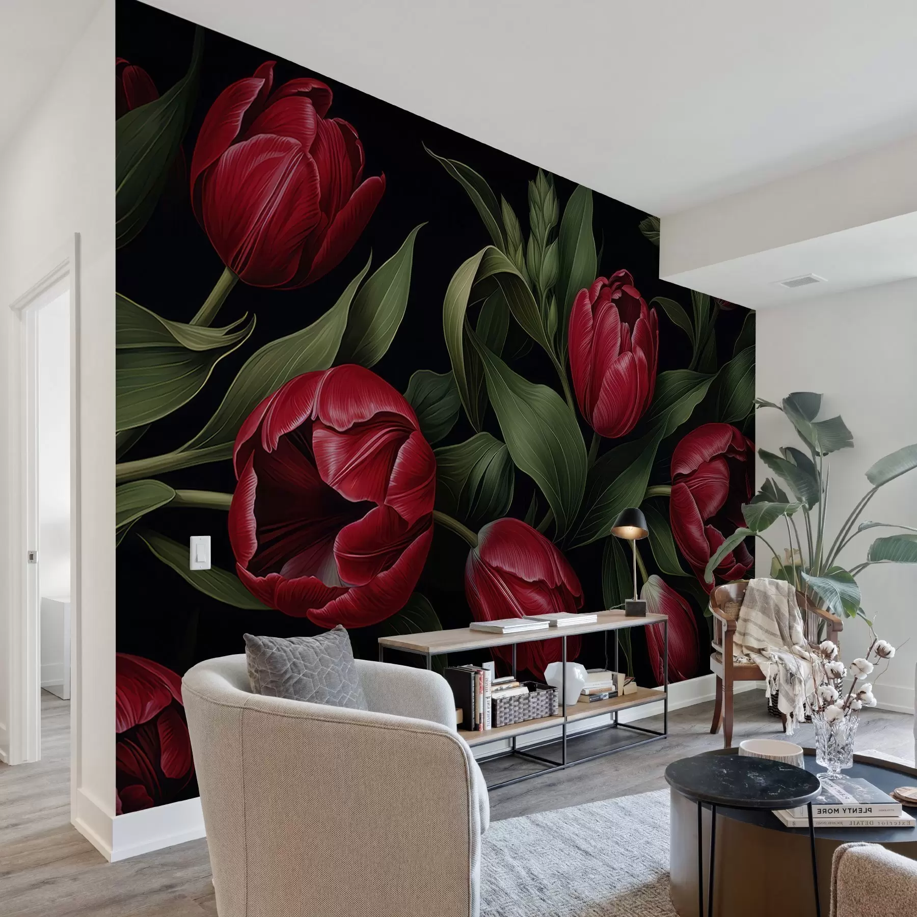 wall murals Црвени тулипани ноћи w05047