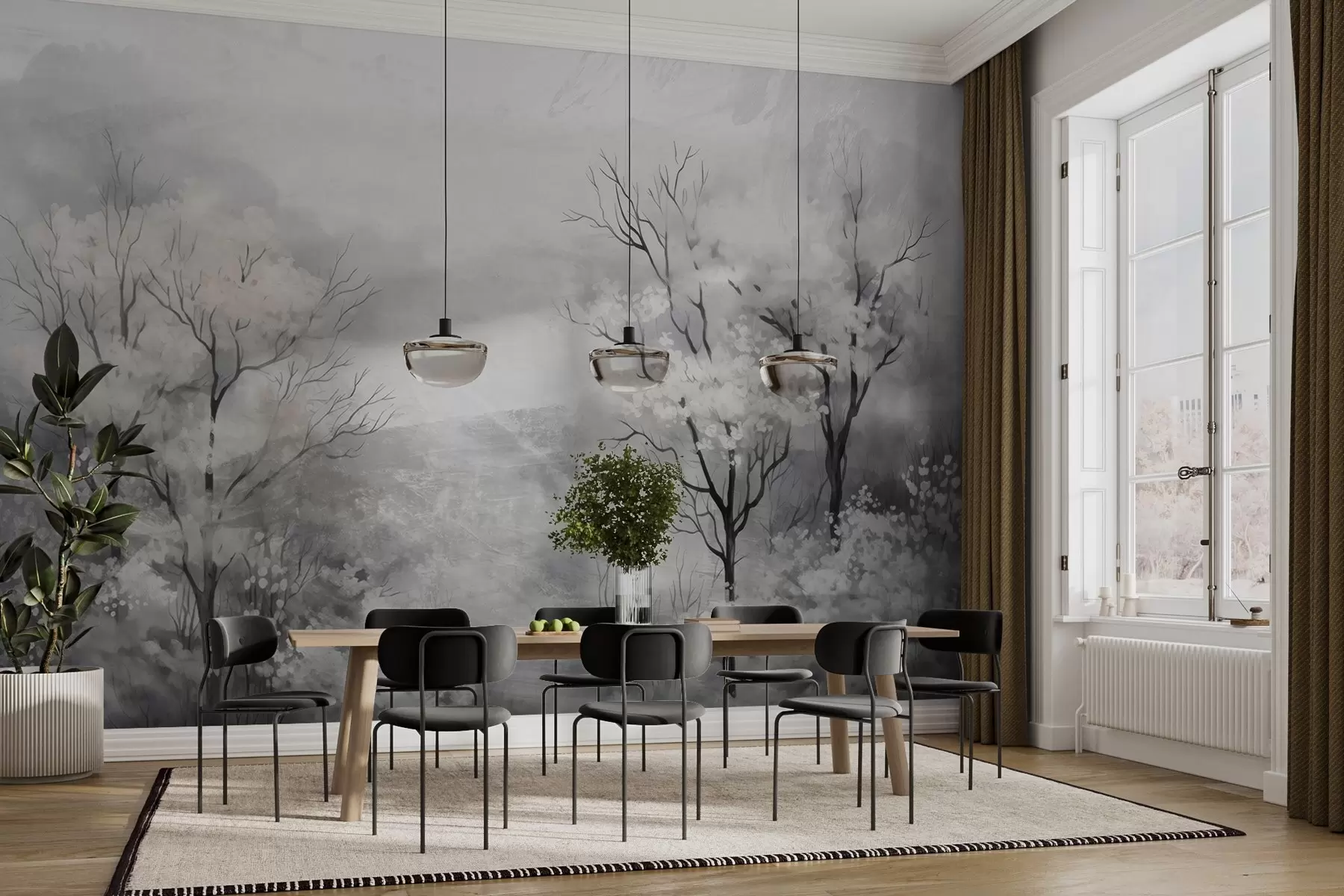 wall murals Лагани дах дрвећа w05054