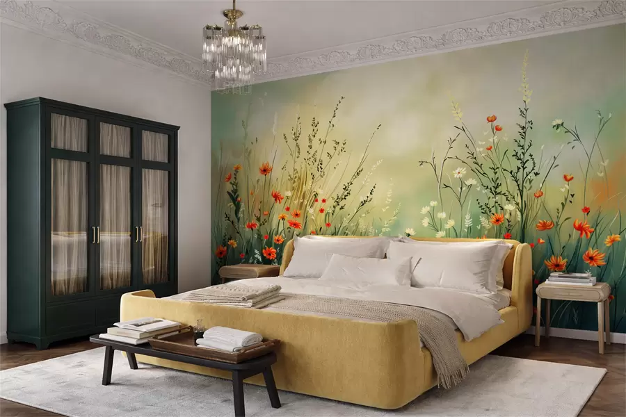 wall murals Ливадско цвеће и траве у меком сликарском стилу w05015