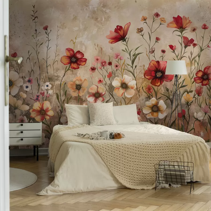 wall murals Цветна композиција са текстурираном позадином у топлим тоновима w05016