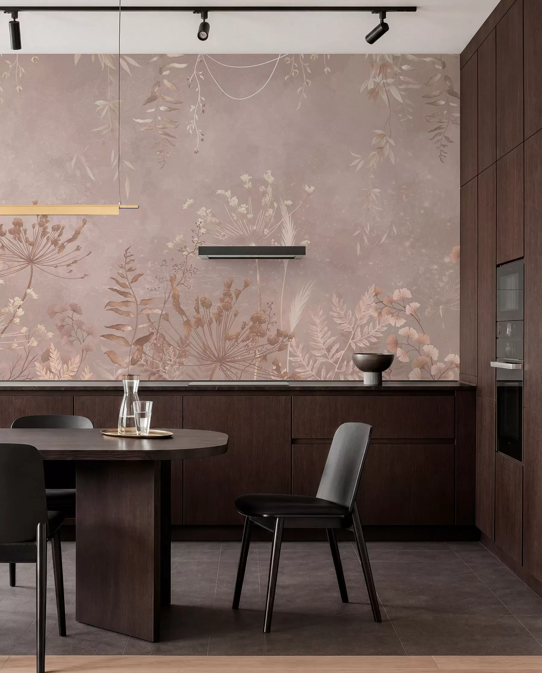 wall murals Меки беж ботанички узорак са дивљим цвећем w05092v2
