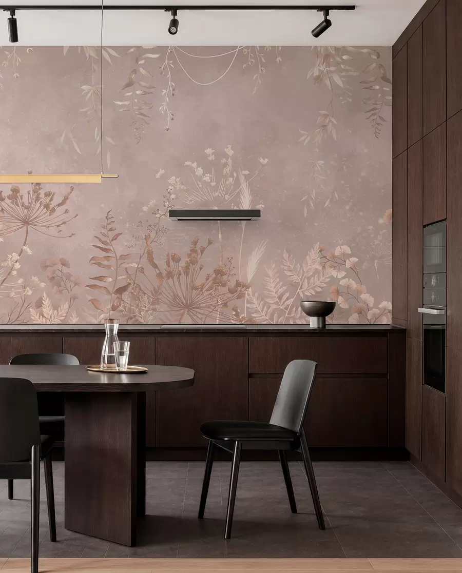 wall murals Меки беж ботанички узорак са дивљим цвећем w05092v2