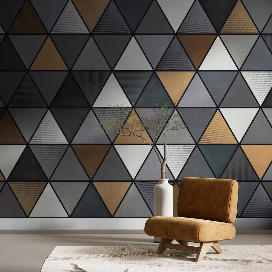 wall murals Троугласти узорак са сивим и топлим нијансама w05095v1