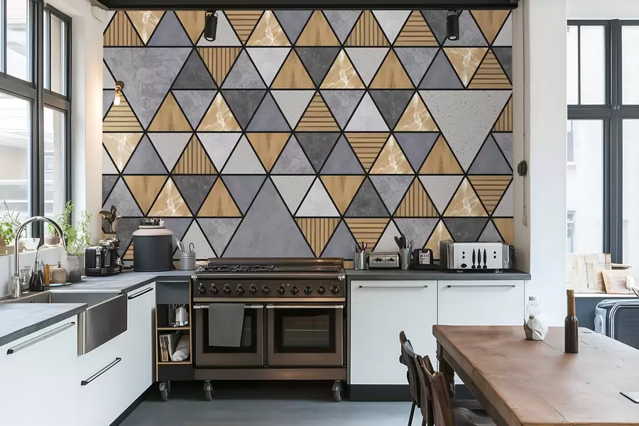 wall murals Троугласти орнамент са неутралним и топлим бојама w05096v1