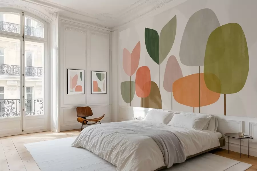 wall murals апстрактно дрвеће у наивном стилу w05059