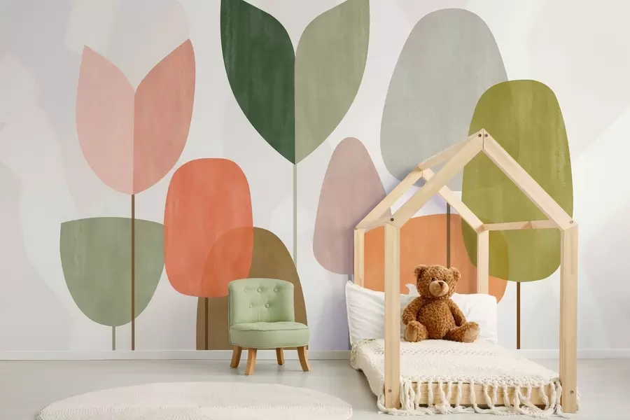 wall murals апстрактно дрвеће у наивном стилу w05059