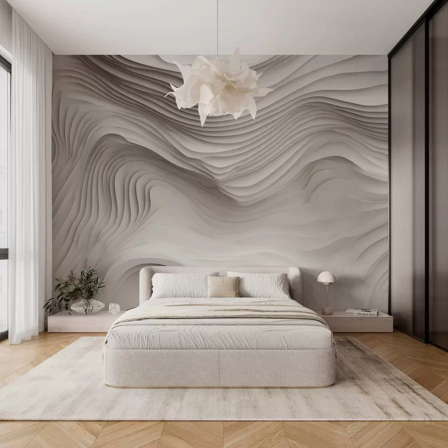 wall murals имитација волуминозних степенастих рељефа у беж тоновима w05061v1