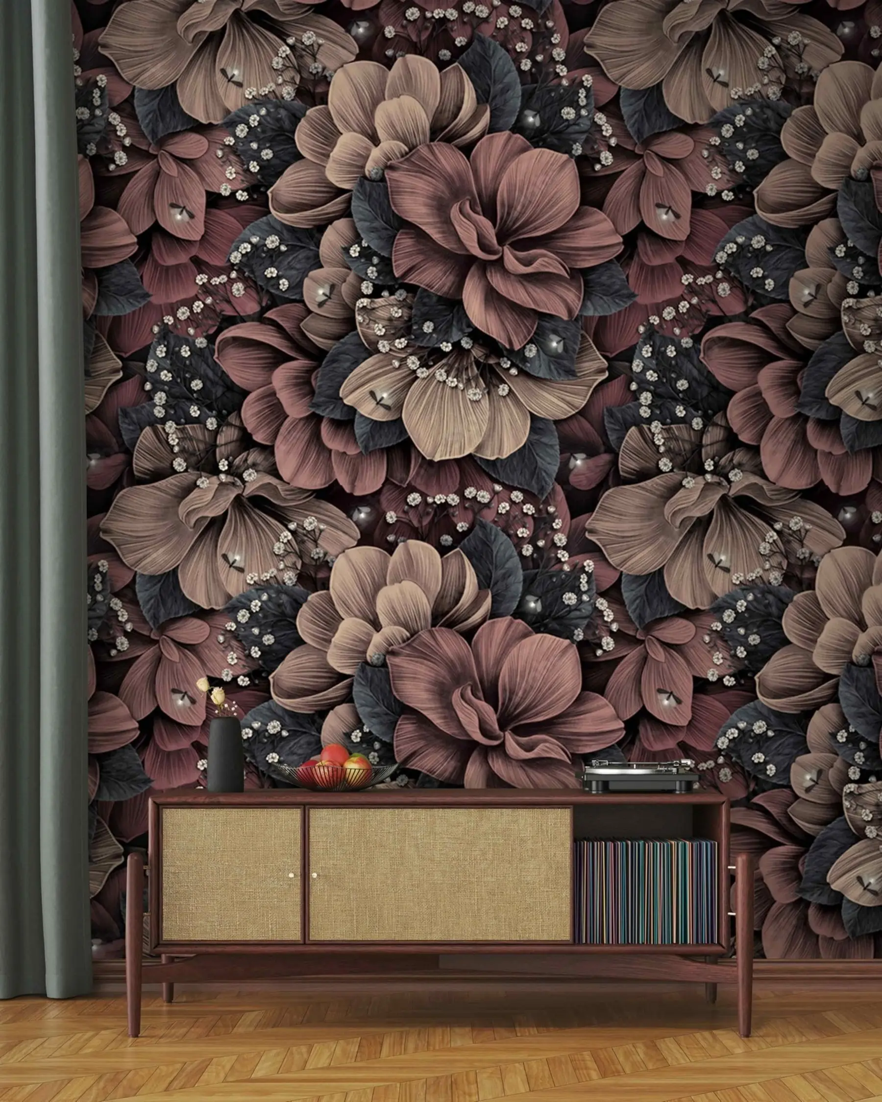 wall murals Деликатно бордо цвеће u71511
