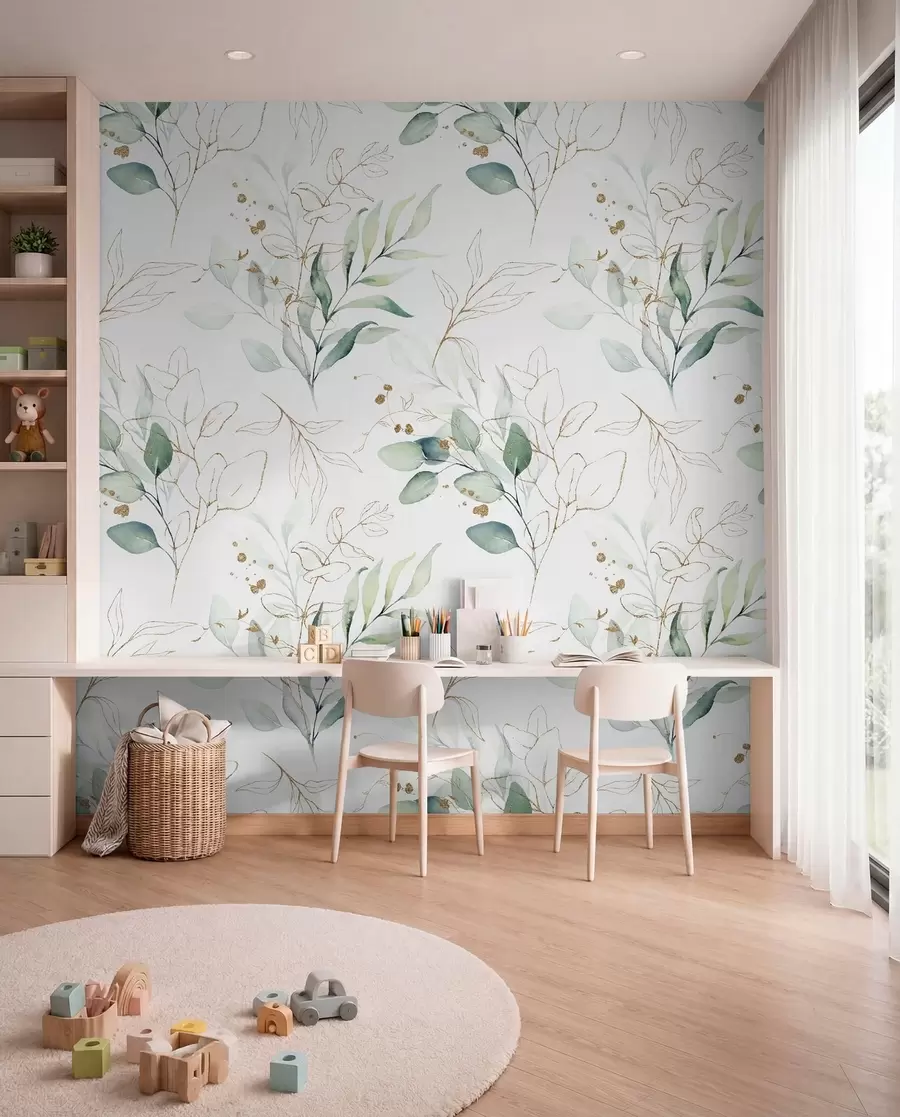 wall murals Zelene grančice i tanke linije u71464