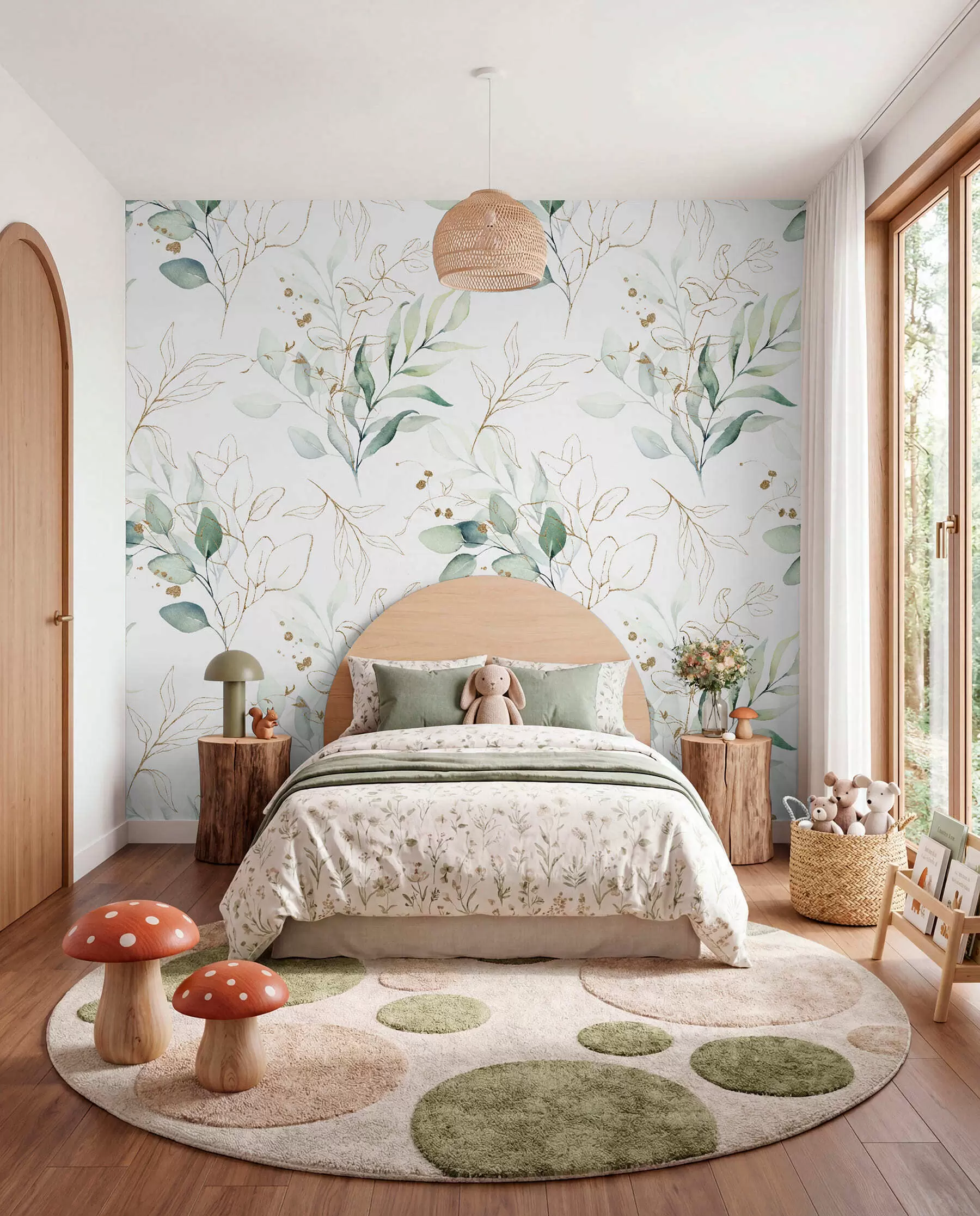 wall murals Zelene grančice i tanke linije u71464