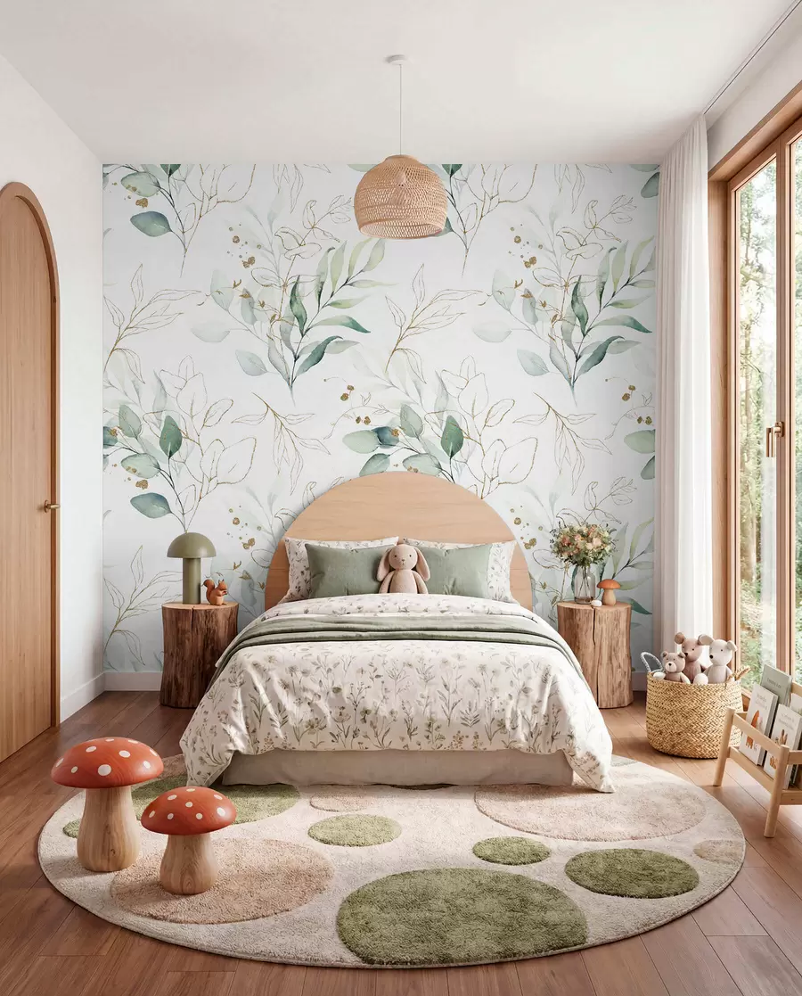 wall murals Zelene grančice i tanke linije u71464