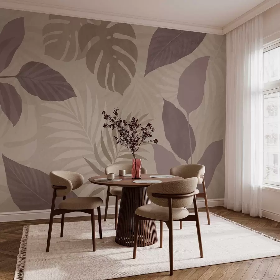 wall murals текстурирано тропско лишће на пешчаној позадини w05063