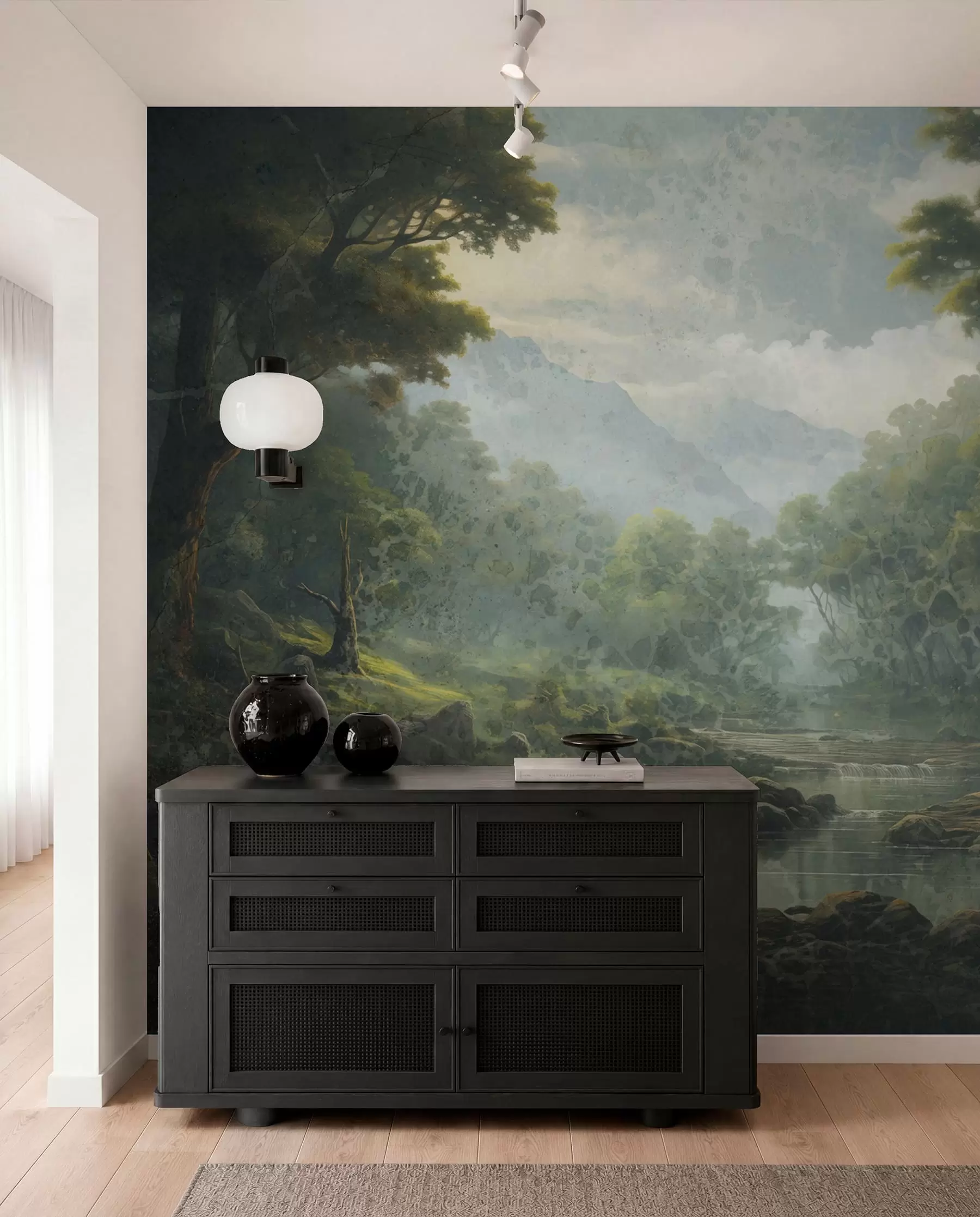 wall murals Svjetlost uz šumsku rijeku w05171