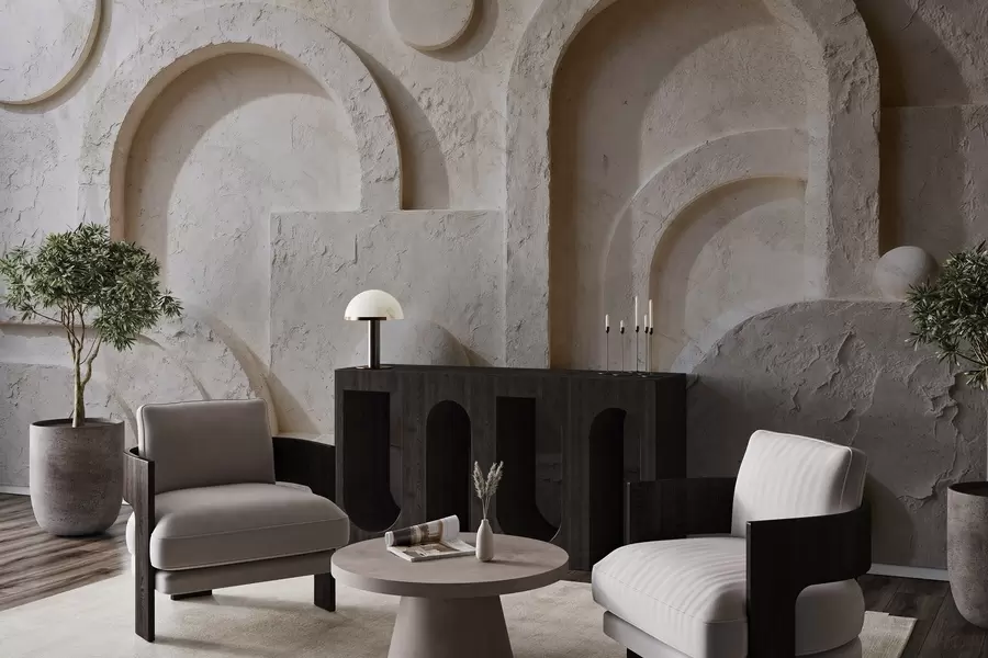 wall murals Волуметријска геометрија од бетона w05186