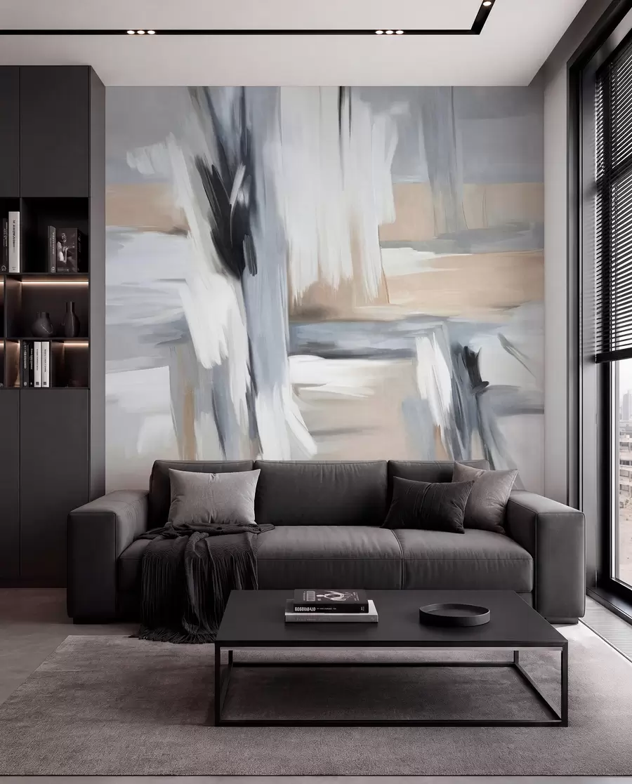 wall murals Potezi u neutralnim tonovima w09651