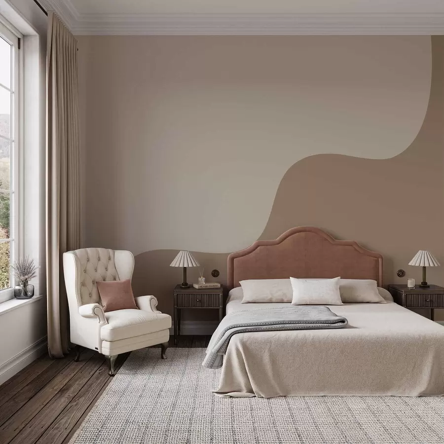 wall murals Глатки апстрактни облици у светло беж и браон тоновима w05097v2