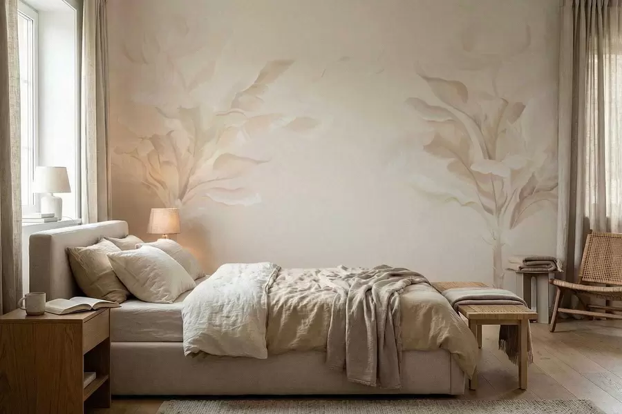 wall murals Прозрачне декоративне биљке у топлим кремастим тоновима w05126