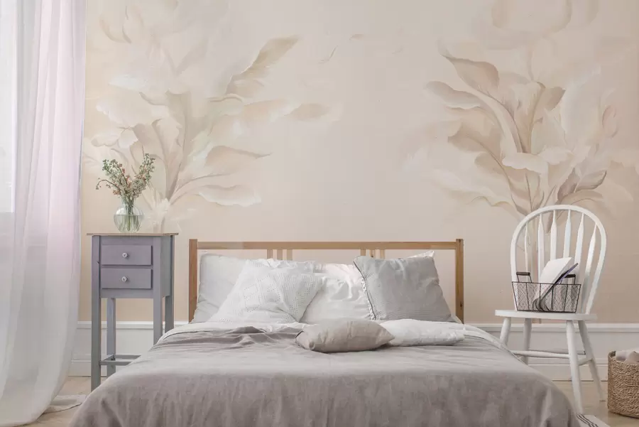 wall murals Прозрачне декоративне биљке у топлим кремастим тоновима w05126