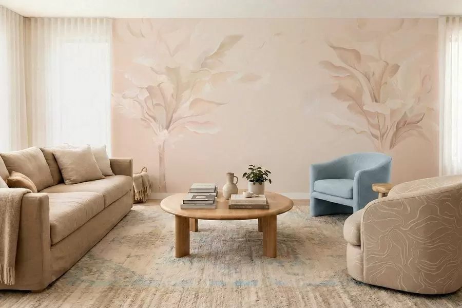 wall murals Прозрачне декоративне биљке у топлим кремастим тоновима w05126