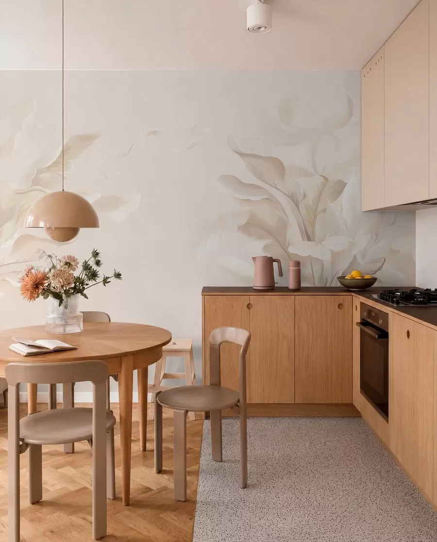 wall murals Прозрачне декоративне биљке у топлим кремастим тоновима w05126