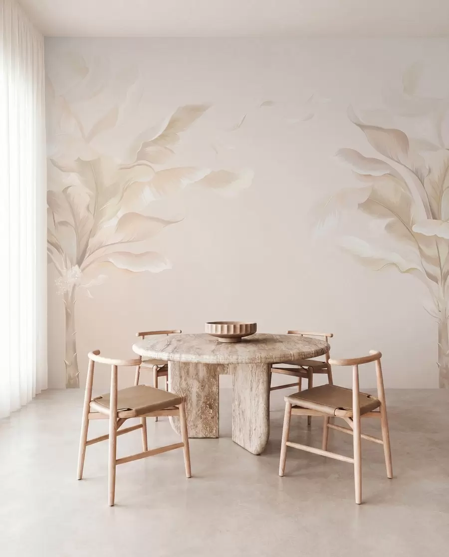 wall murals Прозрачне декоративне биљке у топлим кремастим тоновима w05126